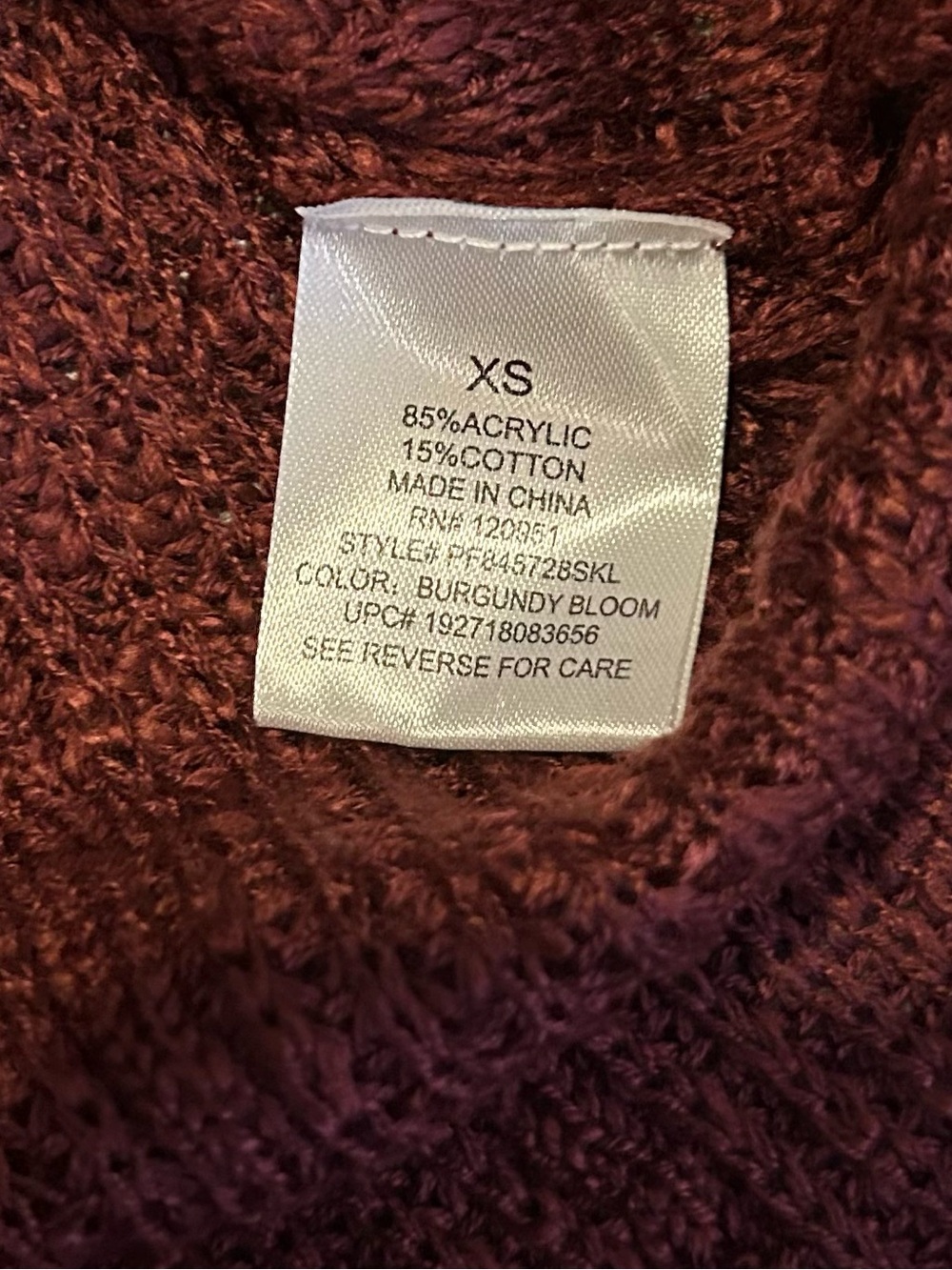 NWT XS Pink Republic Burgundy Knit Swetaer - Picture 4 of 7